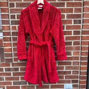 Blu Chic Lounge Robe Plush Red One Size Cozy Soft Pockets